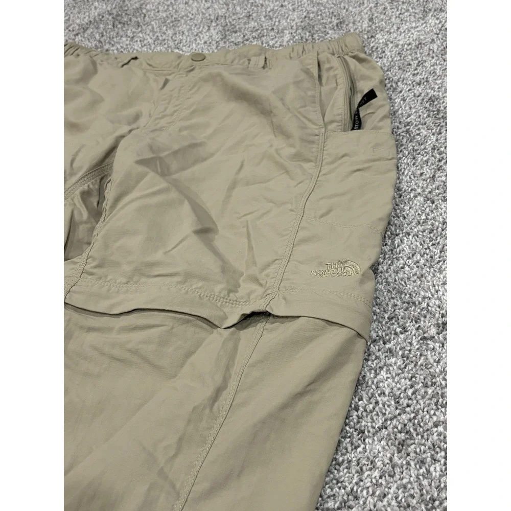 The North Face Mens Convertible Hiking Pants Khaki Tan Zip Off Ripstop Cargo